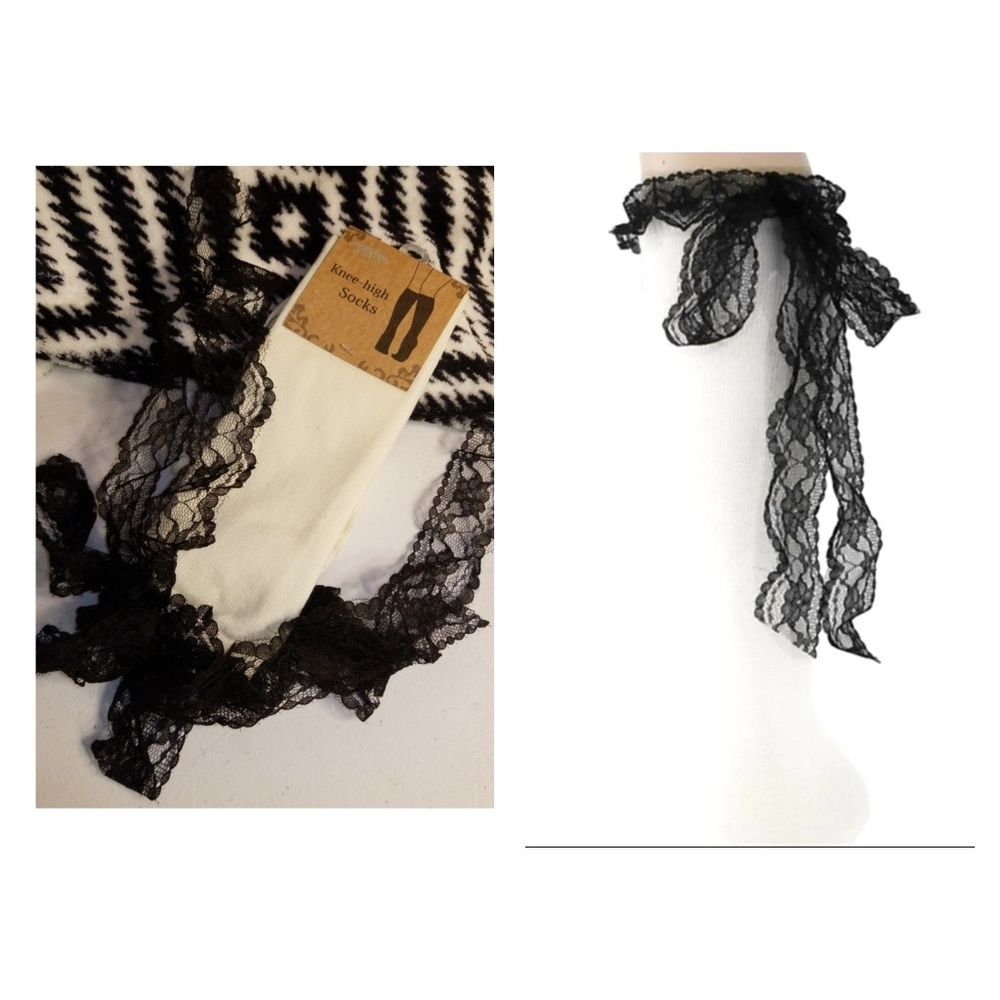 Lace Ribbon Knee Socks